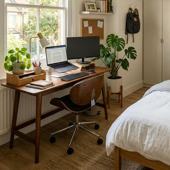 Foto ilustrativa: mesa de estudo num quarto